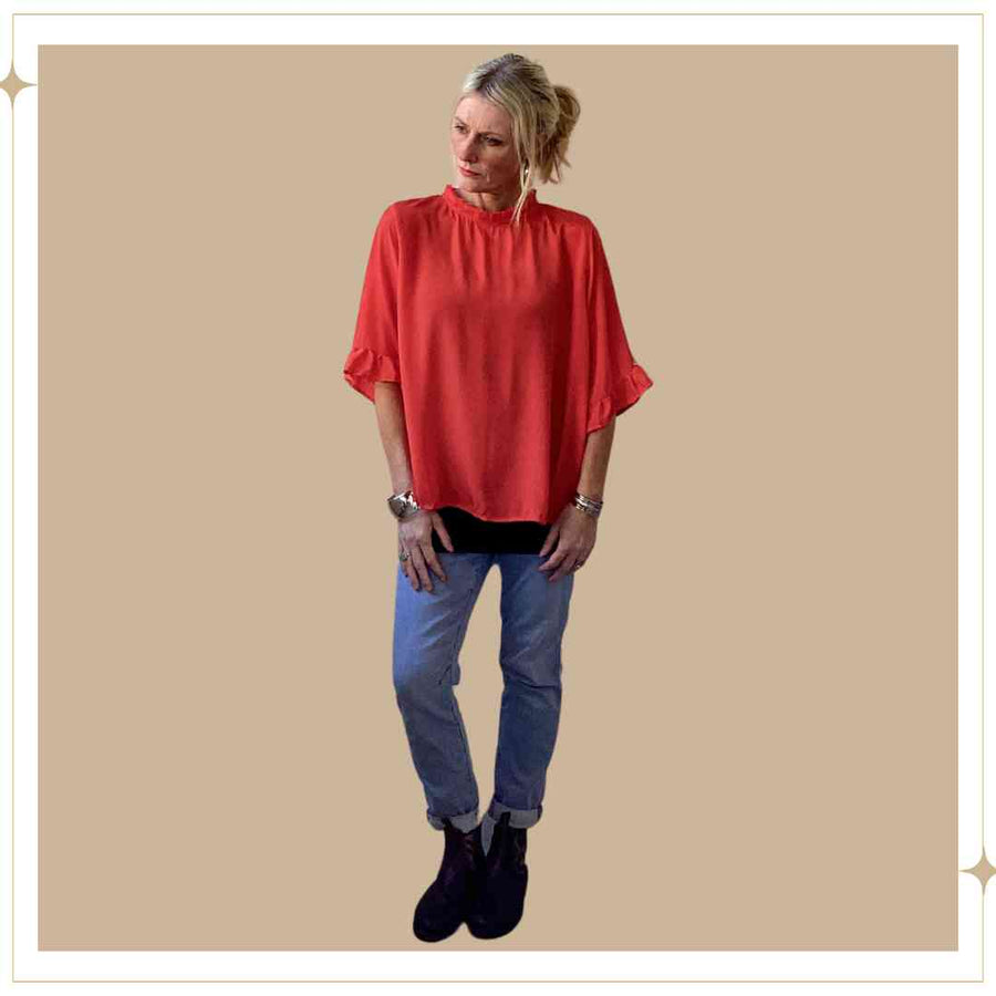 GWEN silk blouse - Vermillion