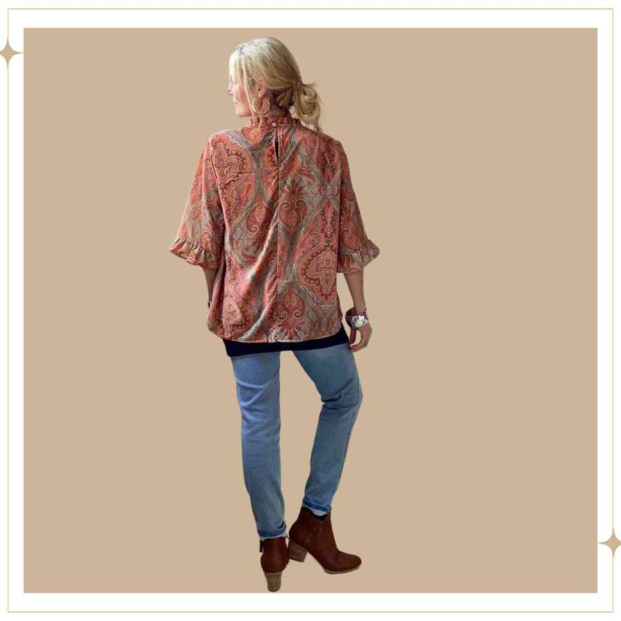 GWEN velour blouse - Saffron