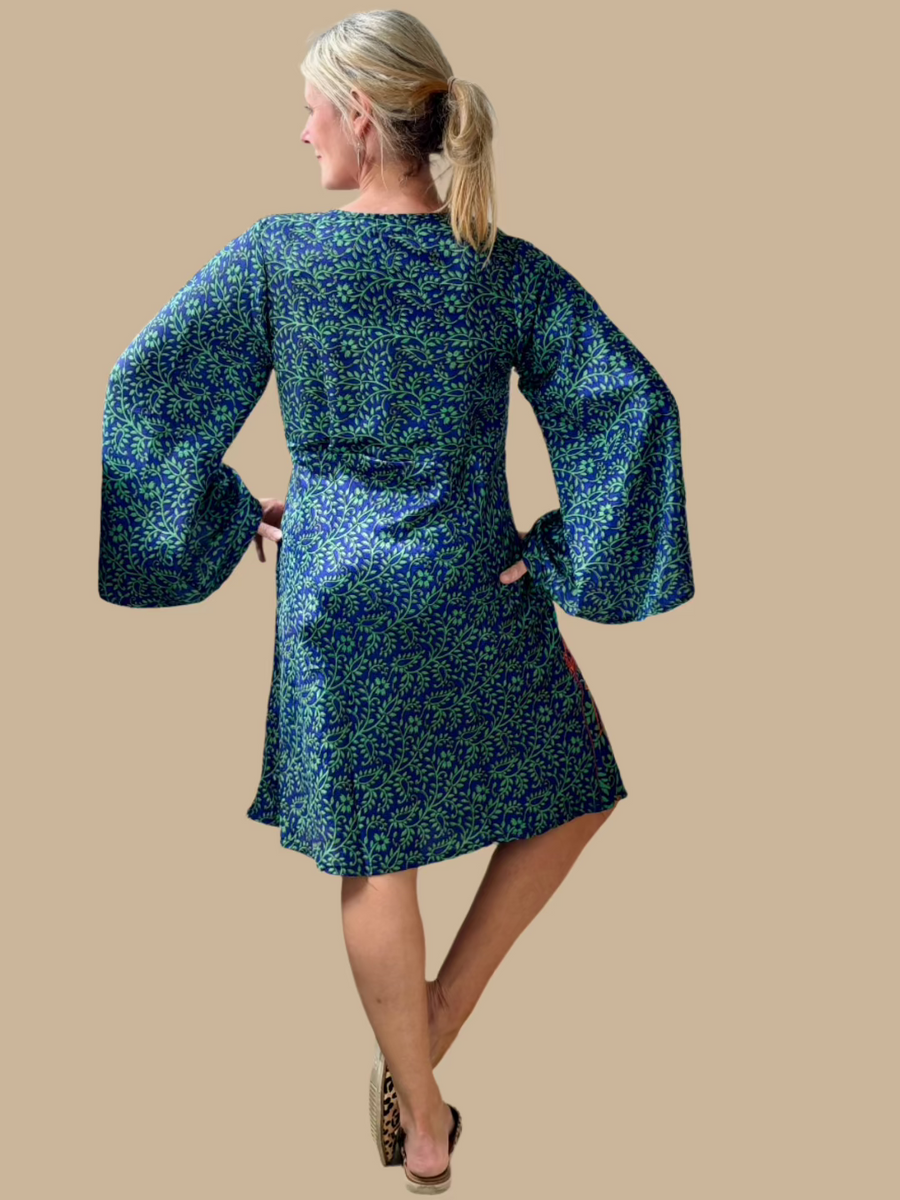 Goa Kaftan Long Sleeve Silk Tunic Dress-One-of-a-Kind (In Store Only)