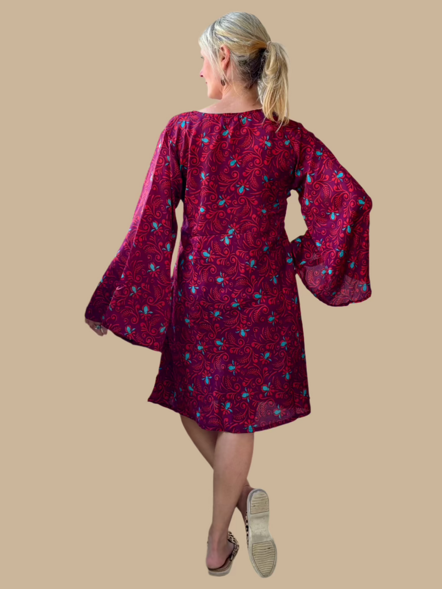 Goa Kaftan Long Sleeve Silk Tunic Dress-One-of-a-Kind (In Store Only)