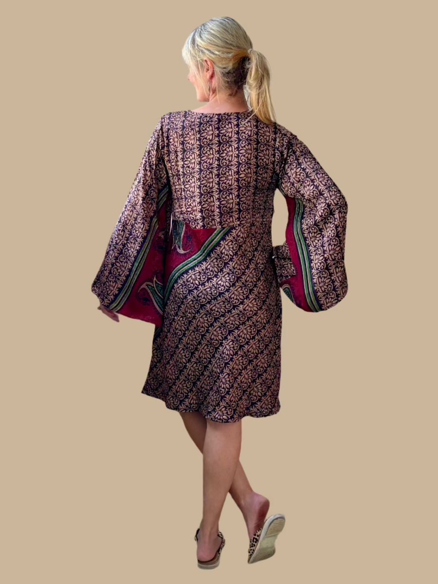 Goa Kaftan Long Sleeve Silk Tunic Dress-One-of-a-Kind (In Store Only)