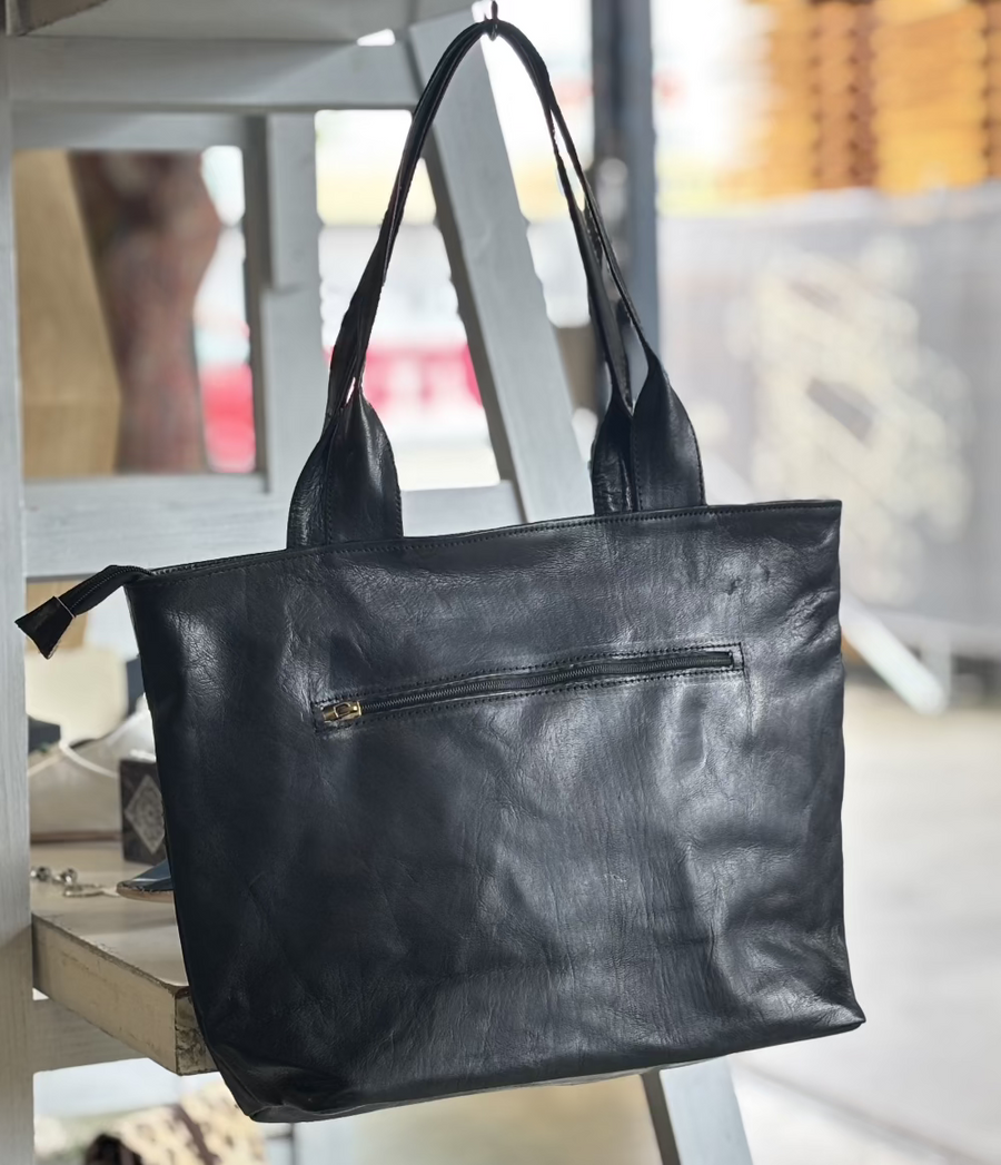 Jildiyy Hold-all Charcoal Black Leather Tote