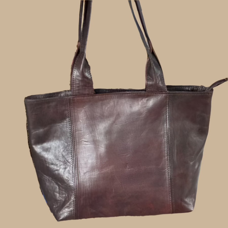 Large Leather Tote Bag in Rich Chocolate Brown