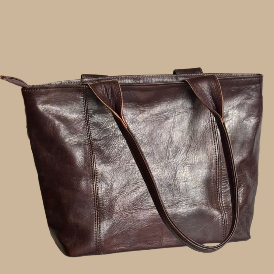 Large Leather Tote Bag in Rich Chocolate Brown