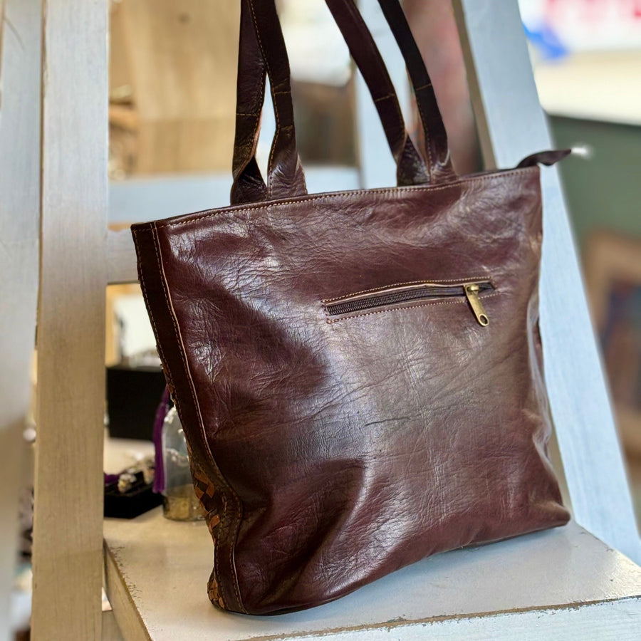 Toffee Mansuuj Handwoven Leather Tote