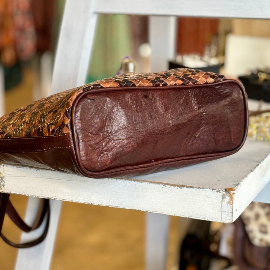 Toffee Mansuuj Handwoven Leather Tote