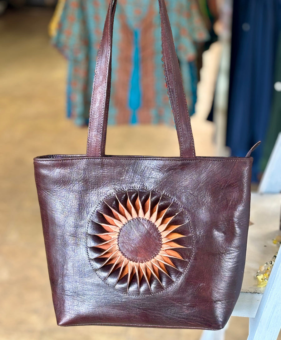 Walnut Soleil Leather Tote