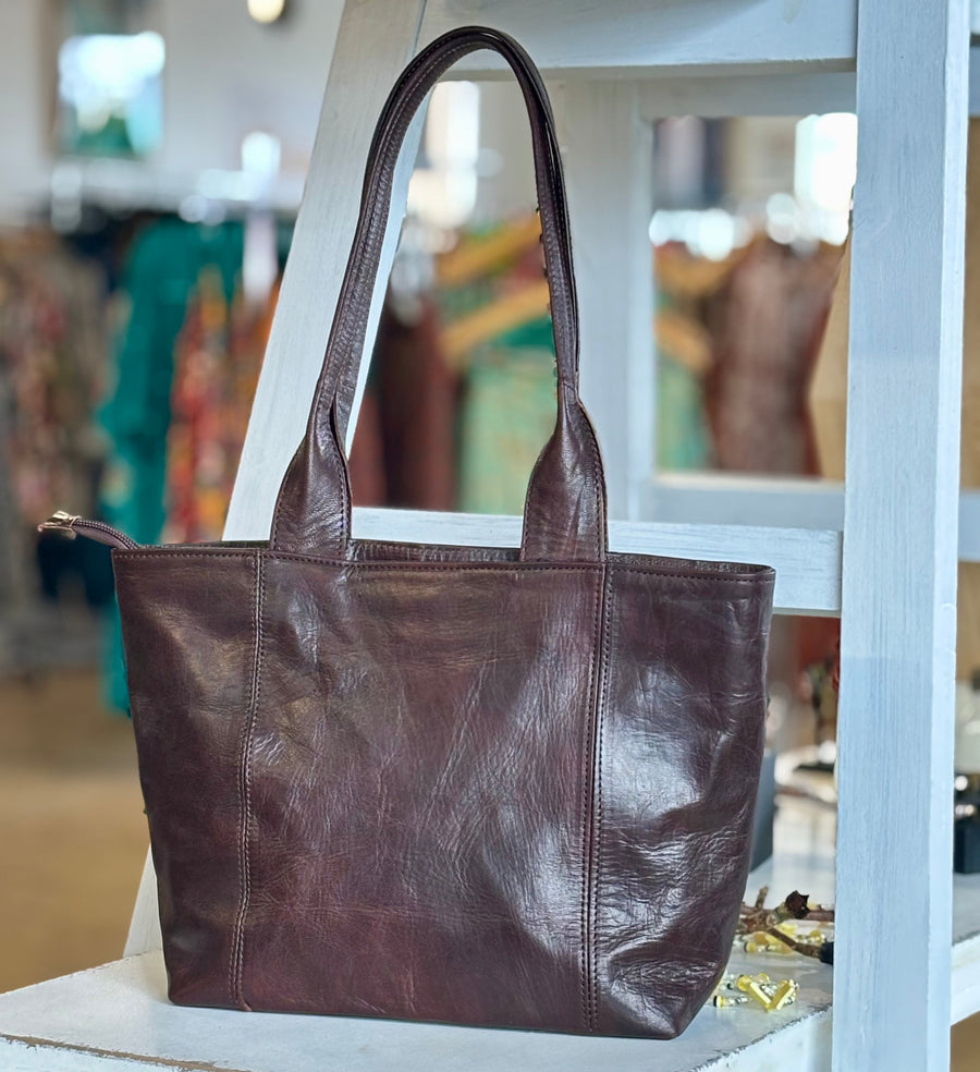 Hazelnut Soleil Leather Tote