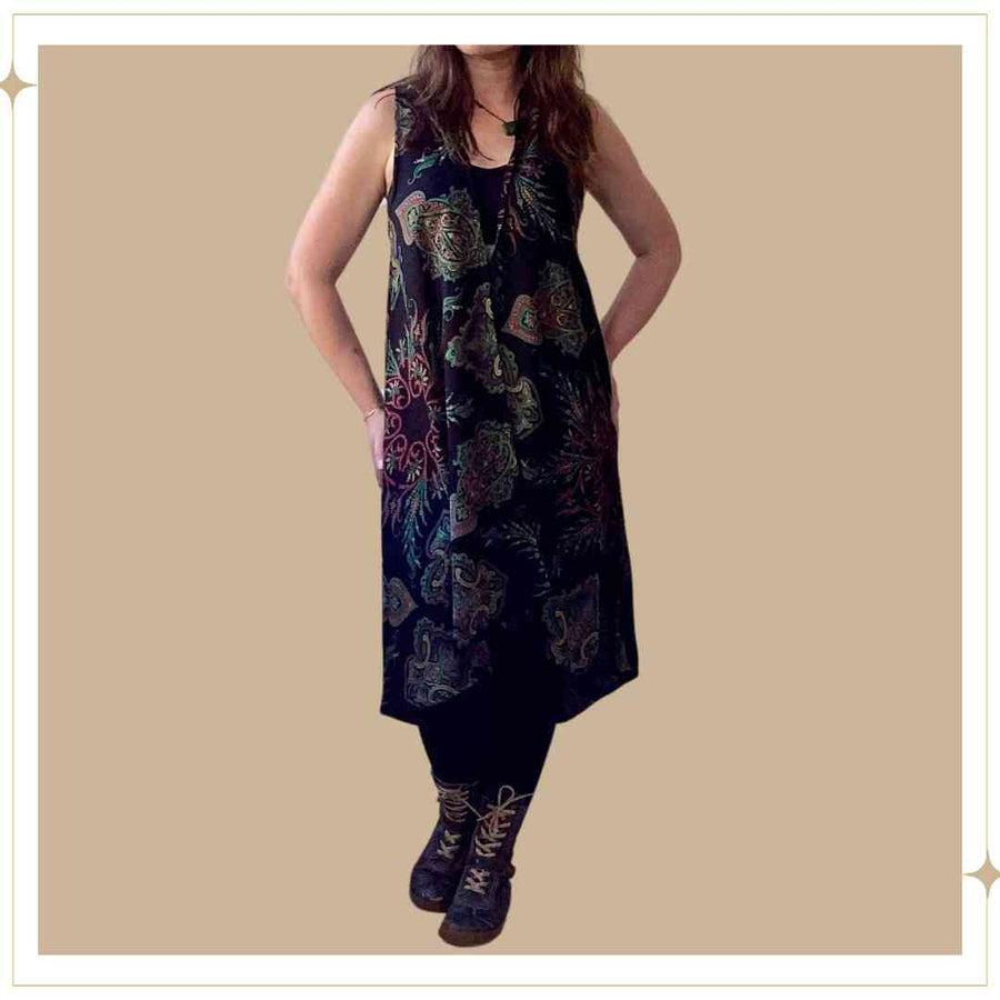 MARI Sleeveless Kimono - Black Onyx