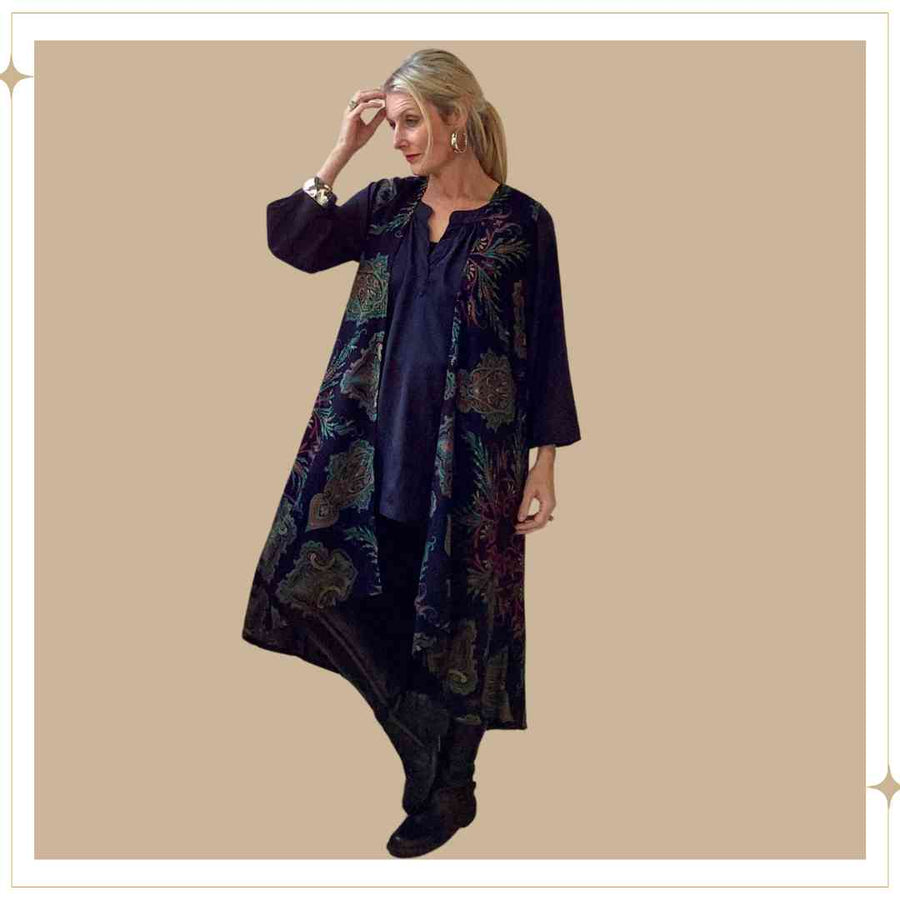 MARI Sleeveless Kimono - Black Onyx