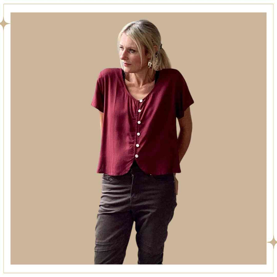 SALMA Button Blouse - Mulberry