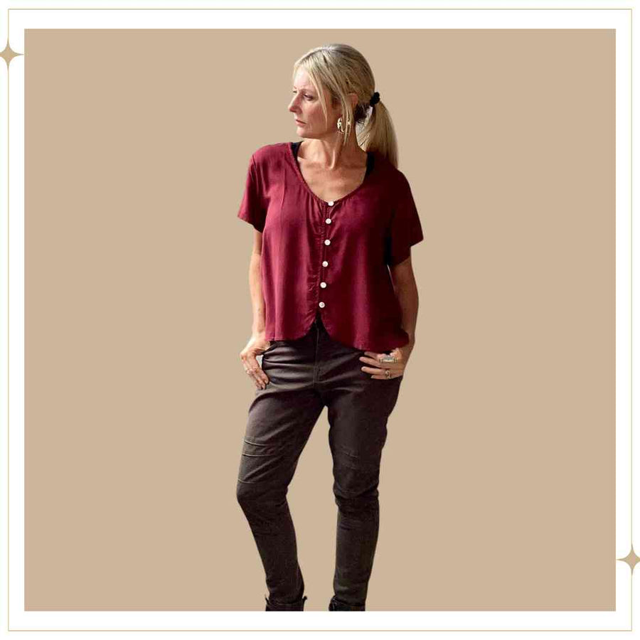 SALMA Button Blouse - Mulberry