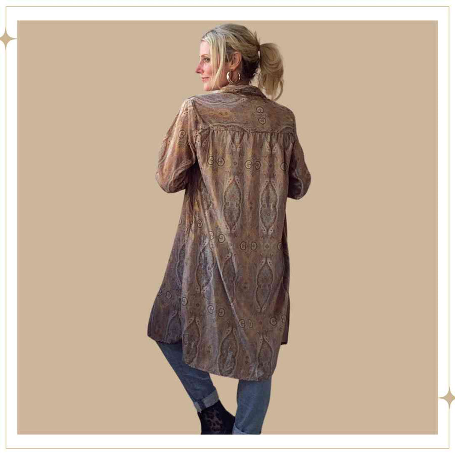 THANDI velour shirt dress - Toffee